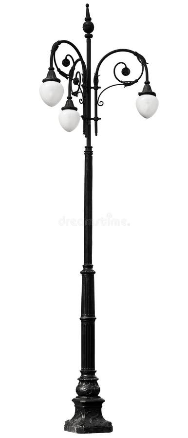 Victorian vintage lamp post isolated on white background