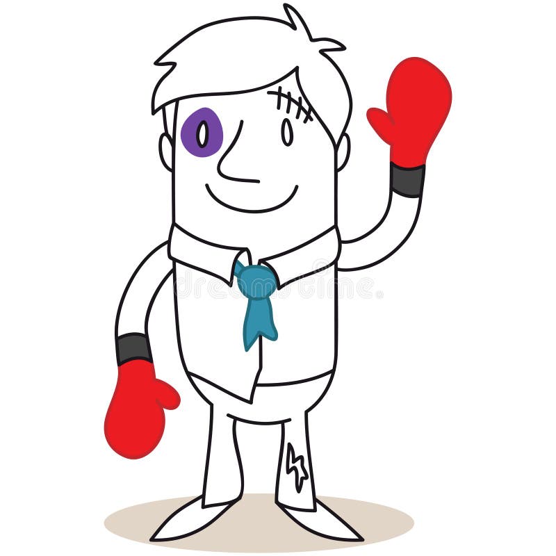 Injured Cartoon Businessman Bandages Crutches Stock Vector