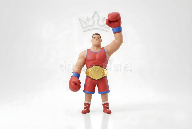 Victorious 3D Cartoon Boxer Champion stock illustration