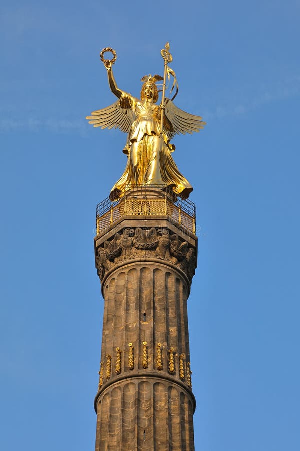 The Victory Column German: SiegessÃƒÆ’Ã‚Â¤ule is a monument in Berlin, Germany. Designed by Heinrich Strack after 1864 to commemorate the Prussian victory in the Danish-Prussian War. On the top of the column is a bronze sculpture of Victoria, 8.3 meters 27 ft high and weighing 35 tonnes, designed by Friedrich Drake. The Victory Column German: SiegessÃƒÆ’Ã‚Â¤ule is a monument in Berlin, Germany. Designed by Heinrich Strack after 1864 to commemorate the Prussian victory in the Danish-Prussian War. On the top of the column is a bronze sculpture of Victoria, 8.3 meters 27 ft high and weighing 35 tonnes, designed by Friedrich Drake.