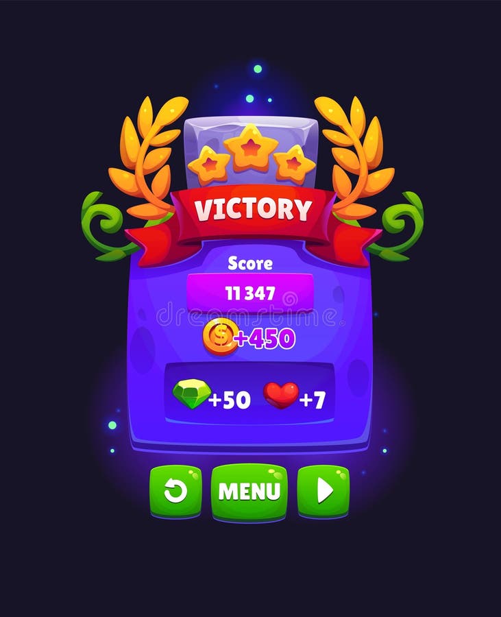 Victory game frame, winner award score and rewards royalty free illustration