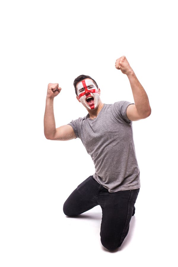 Victory, happy and goal scream emotions of English football fan stock photo Victory, happy and goal scream emotions of English football fan stock photo