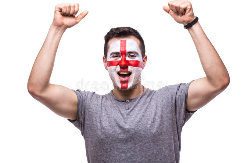 Victory, happy and goal scream emotions of Englishman football fan stock photos Victory, happy and goal scream emotions of Englishman football fan stock photos