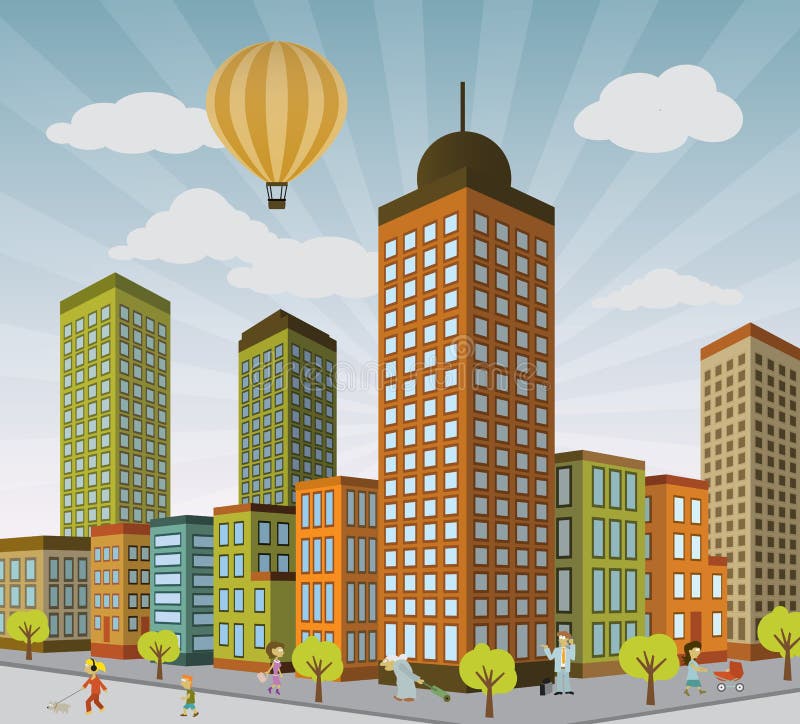 A Vida Urbana em Perspetiva ilustração stock