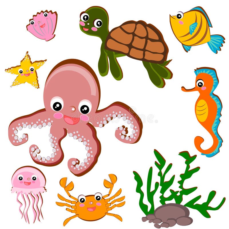 Vida marinha sob o grupo da água ilustração stock Vida marinha sob o grupo da água ilustração stock