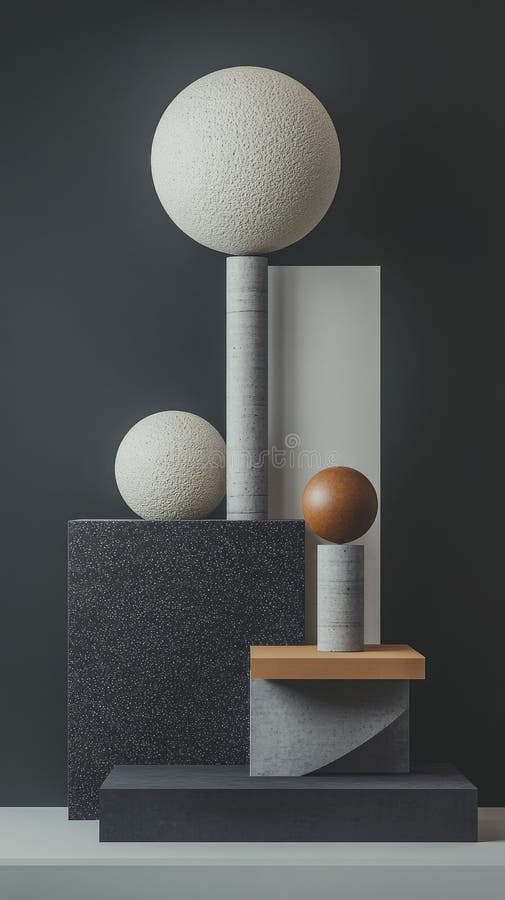Vida residual moderna de objetos geométricos, incluidos cilindros y cubos de esferas. La vida moderna de los objetos geométricos incluyendo las esferas cilindros y cubos dispuestos sobre un fondo monocromo iluminación de alto contraste estilo futurista y abstracto colores de moda foto profesional generada por ai