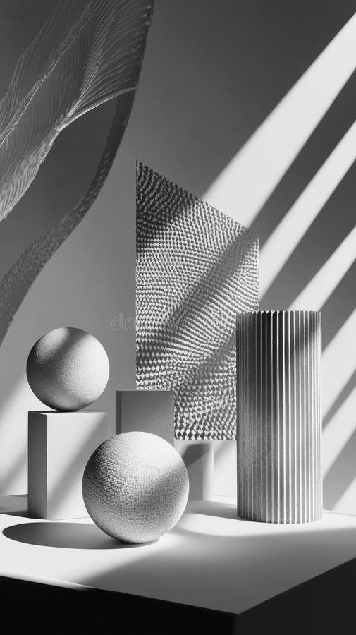 Vida residual moderna de objetos geométricos, incluidos cilindros y cubos de esferas fotografía de archivo libre de regalías