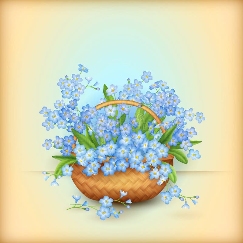Vide- korg för vektor med blommor vektor illustrationer