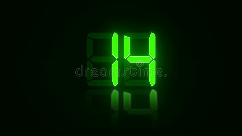 Video animation - digital display in green with a countdown from 30 down to zero vector illustration