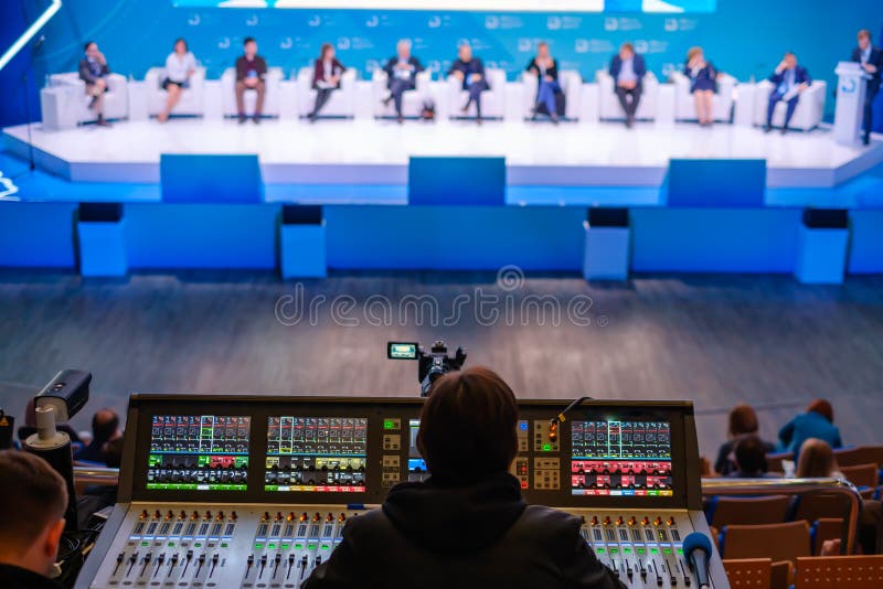 Video and Audio Engineer Working at the Event Editorial Image Image
