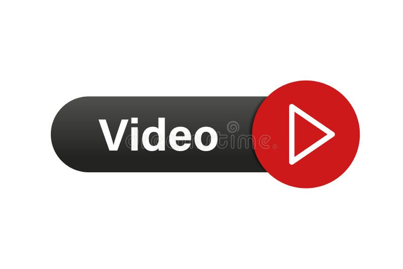 Video button. Red play icon button. Isolated vector illustration. Arrow click icon. Web button vector illustration