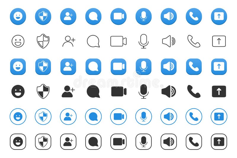 Video Call App Interface Icons in a Flat Design. Vector Illustration