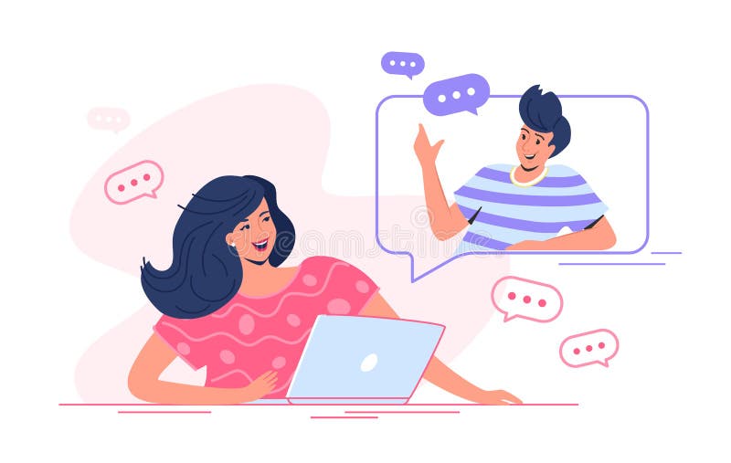 Woman Chat Online With Friends Online Communications Concept. Vector Flat  Cartoon Design Graphic Isolated Illustration Royalty Free SVG, Cliparts,  Vectors, and Stock Illustration. Image 120897646.