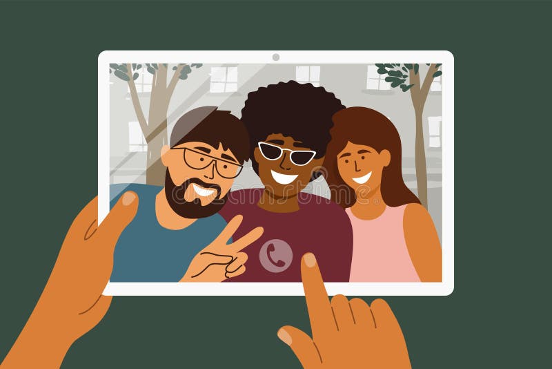 Free Vector  Person talking online with friends illustrated