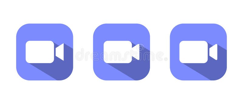 Video call icon with long shadow. Camera symbol vector stock illustration