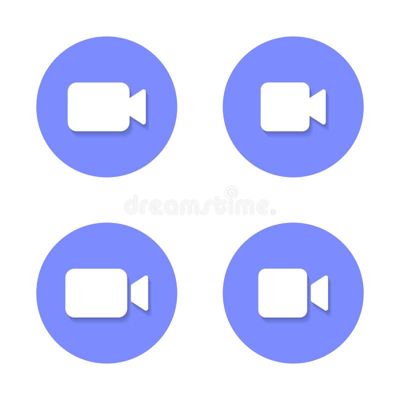 Video call icon with shadow. Social media camera button vector stock illustration