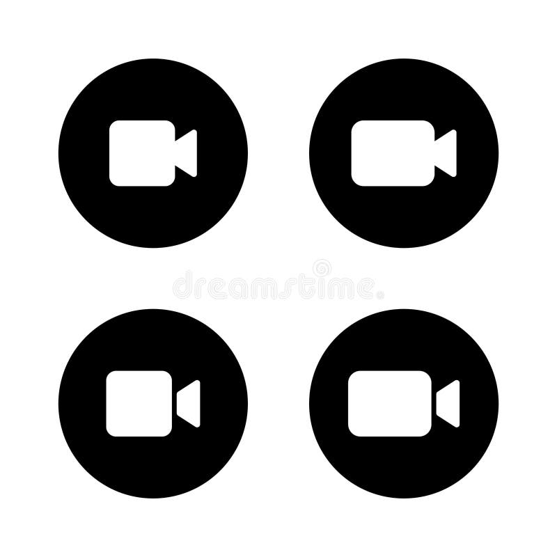 Video call icon vector on black circle. Camera symbol vector illustration