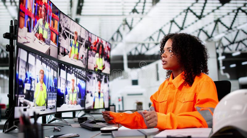 Video Call On Multiple PC Desktop Computers stock image