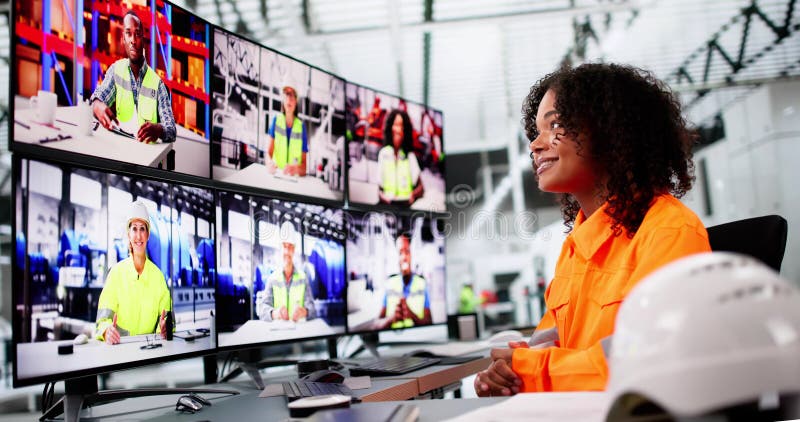 Video Call On Multiple PC Desktop Computers royalty free stock images