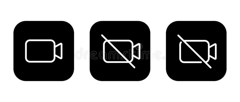 Video call outline icon on black square. Virtual camera sign symbol vector illustration