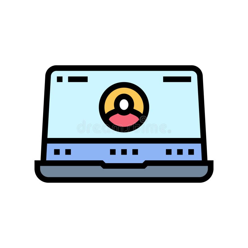 Video call screen hybrid work color icon vector illustration royalty free illustration