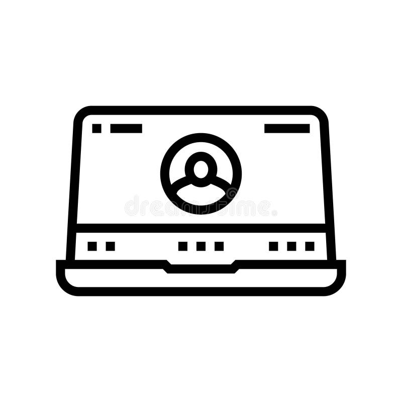 Video call screen hybrid work line icon vector illustration stock illustration