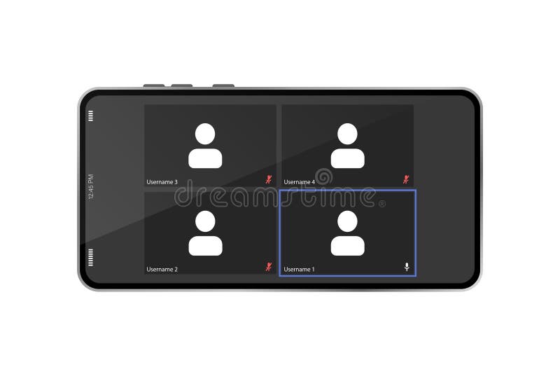 Video Call Template on Phone Screen. Concept of webinar royalty free illustration