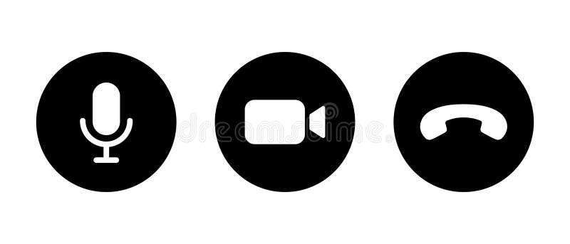 Video call ui icon vector. Microphone, camera, and end handset symbol royalty free illustration