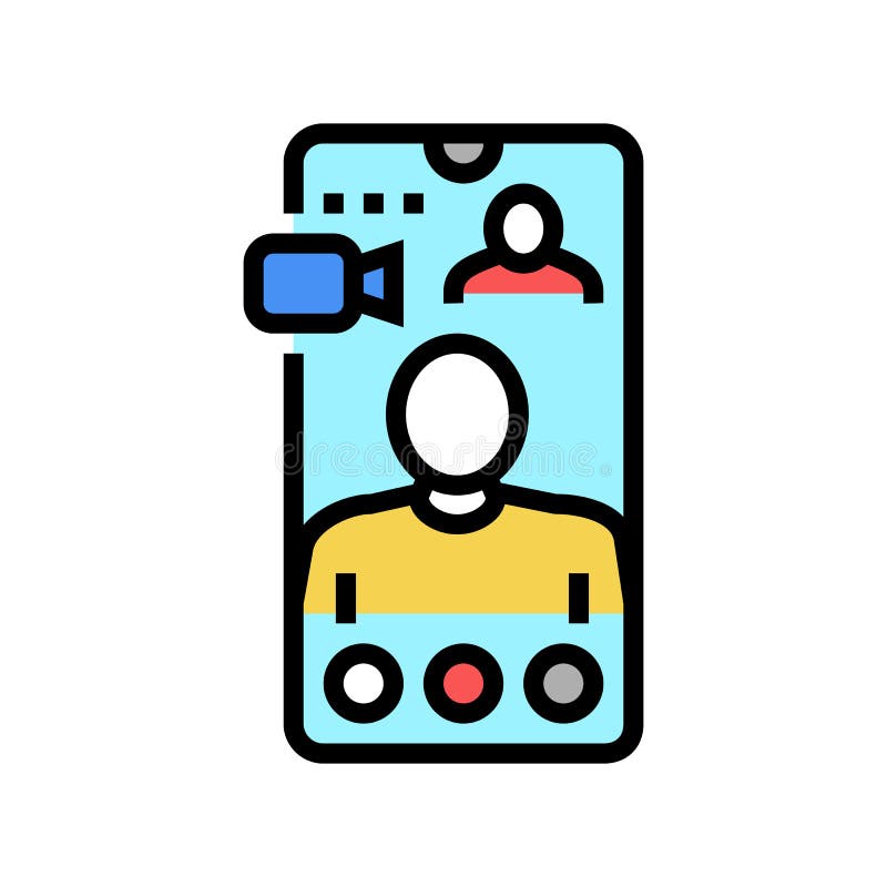 Video calling color icon vector illustration stock illustration
