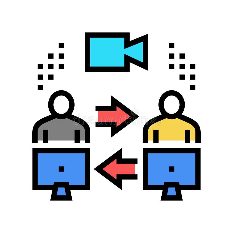 Video calling computer application color icon vector illustration royalty free illustration