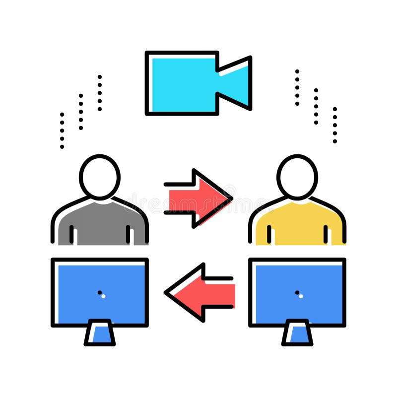 Video calling computer application color icon vector illustration stock illustration