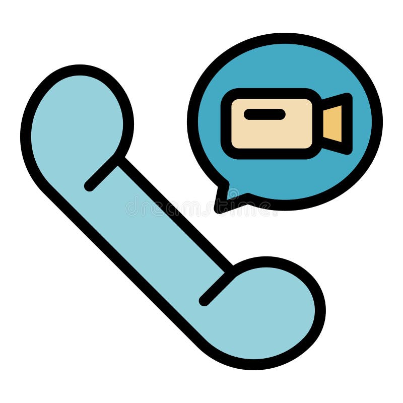 Video calling icon color outline vector vector illustration