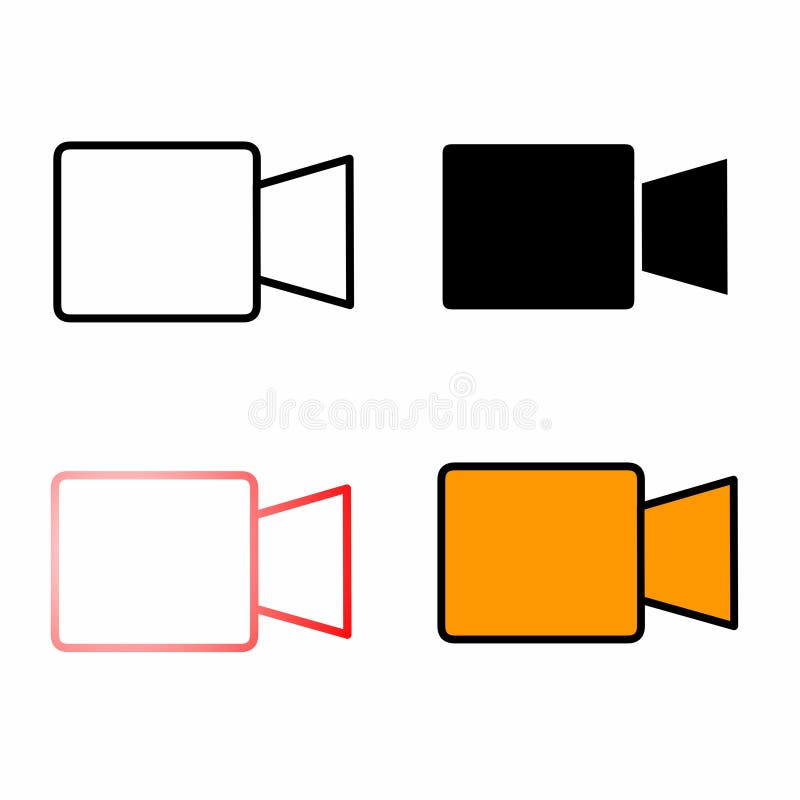 Video camera abstract, icon vector design, in different colors, on a white background.