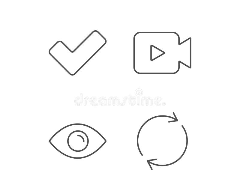 Video camera, Check and Rotation arrow icons. royalty free illustration