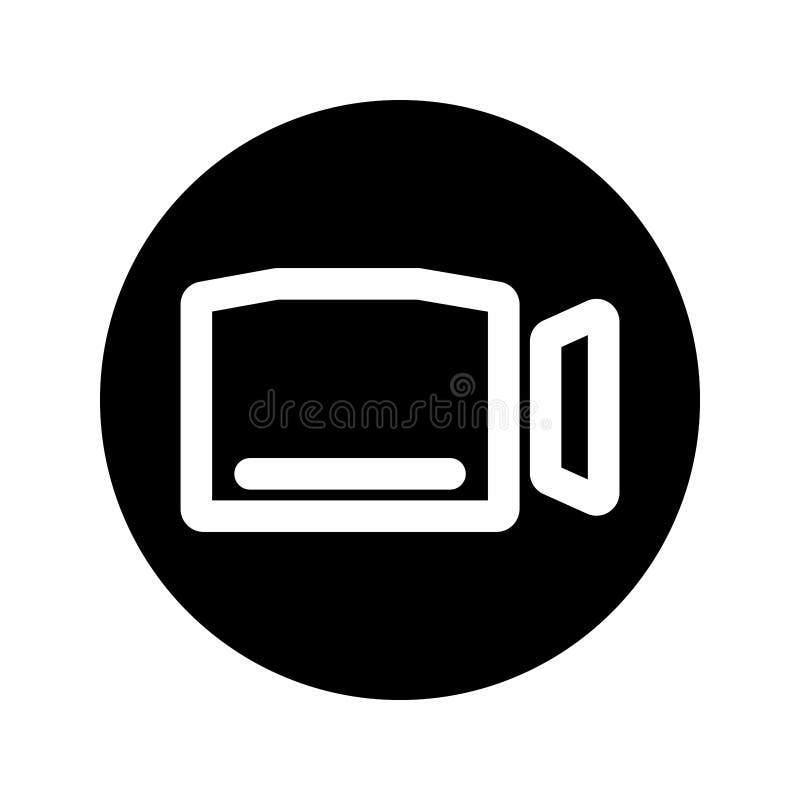Video Camera glyph icon. Film camera. Black internet round button for webinar, video chat, ect vector illustration
