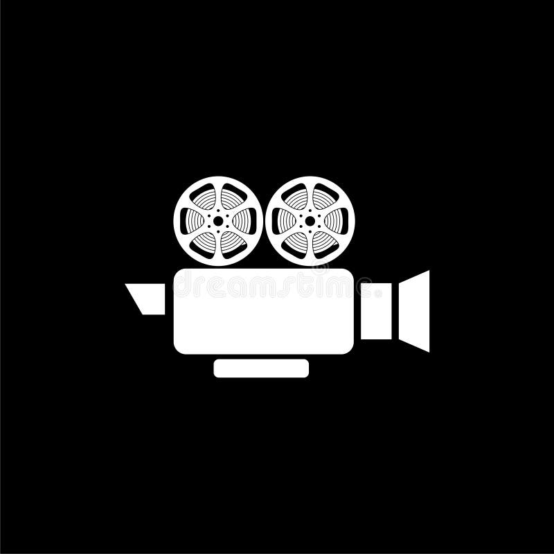 Video Camera Icon Flat Illustration for Graphic and Web Design Isolated on Black  Background Stock Vector - Illustration of icon, reel: 161242685