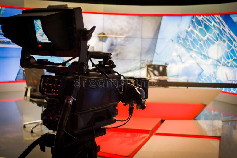 Video Camera Lens Recording Show in Tv Studio Focus on Camera Ap Stock
