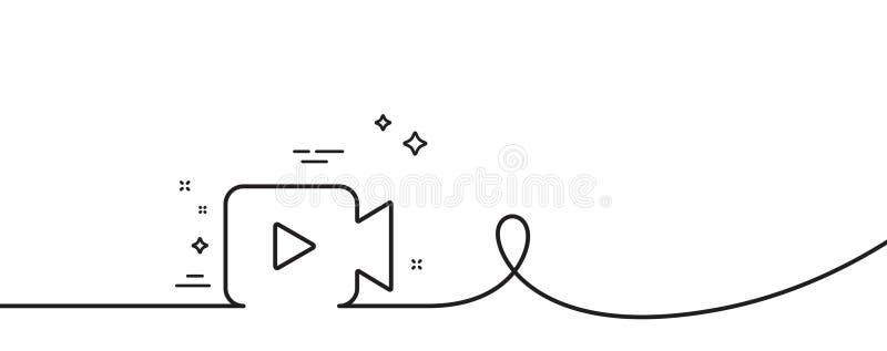 Video Camera line icon. Movie or Cinema sign. Continuous line with curl. Vector vector illustration