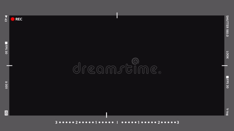 Video Camera Recording Screen Black Background 4K Animation. Camera Digital Viewfinder Recording Preview Screen With Function stock footage