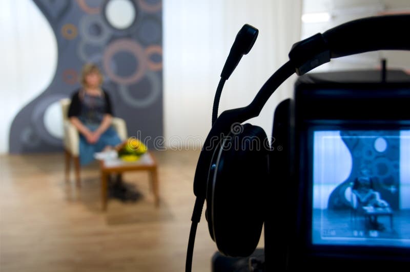 Video camera viewfinder - recording in TV studio - Talking To The Camera