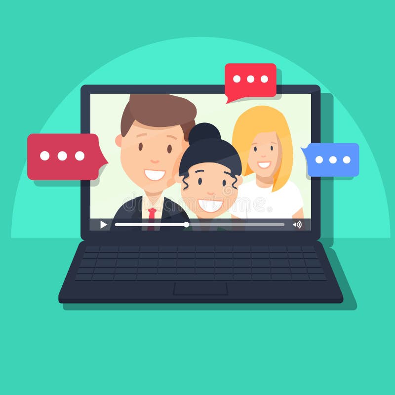 Video Chatting Online on Computer Vector Illustration, Flat Cartoon Video Player Window with Speaking Girls and Boy Stock Vector - Illustration of modern, computer: 102148534 Video Chatting Online on Computer Vector Illustration, Flat Cartoon Video Player Window with Speaking Girls and Boy Stock Vector - Illustration of modern, computer: 102148534