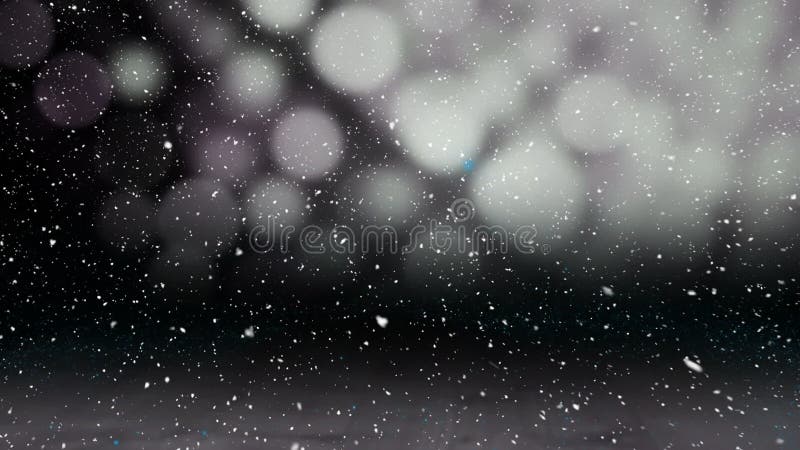 Video composition with falling snow over animation with blue line sparkles appearing stock illustration