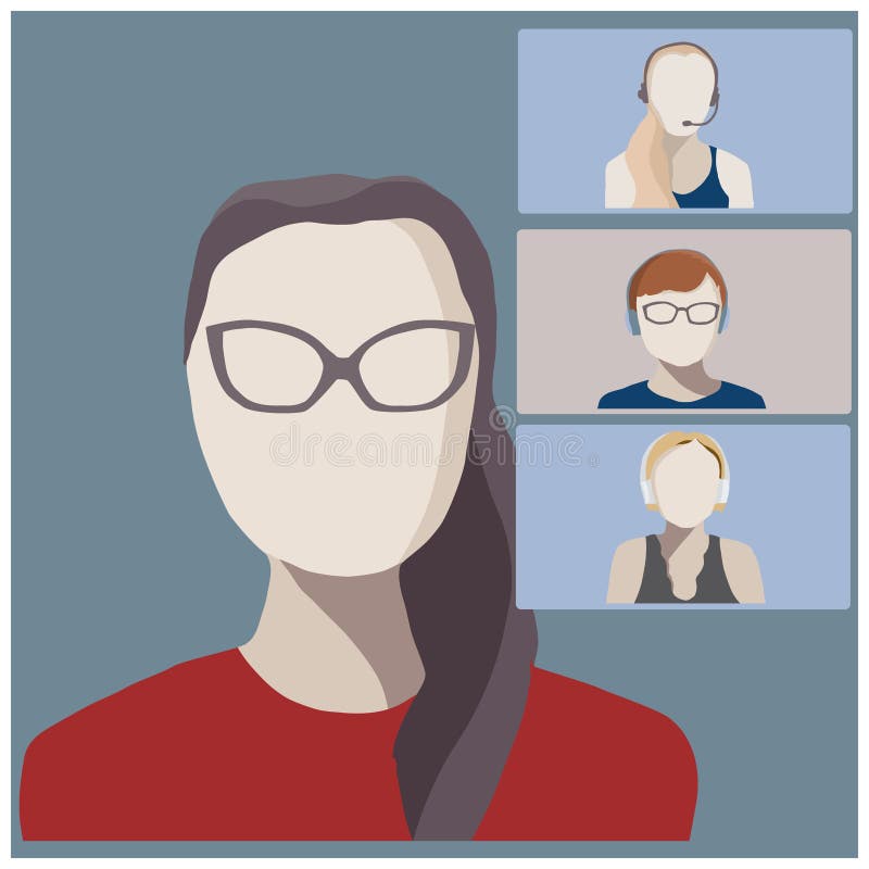 Video Conference Call Vector Illustration Stock Vector - Illustration