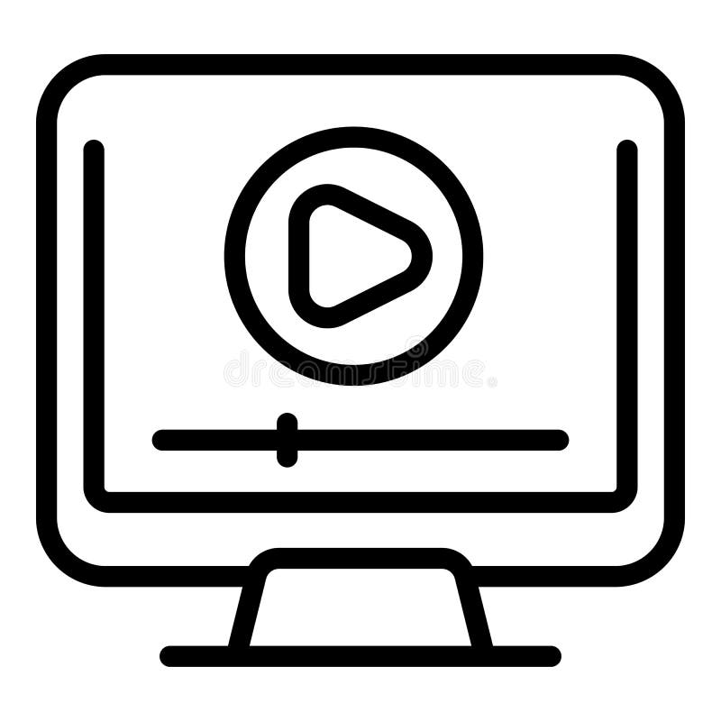 Video course icon outline vector. Training webinar royalty free illustration