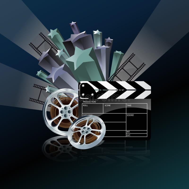 Video Film Tape and Cinema Clapper Stock Vector Illustration of