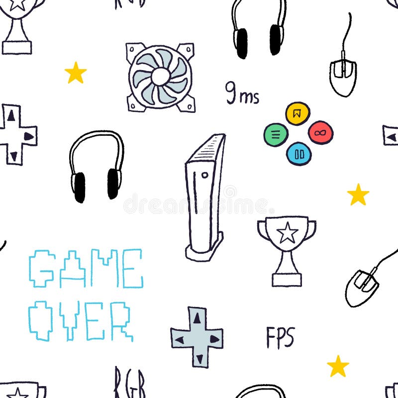 Premium Vector  Doodle gamer set illustration