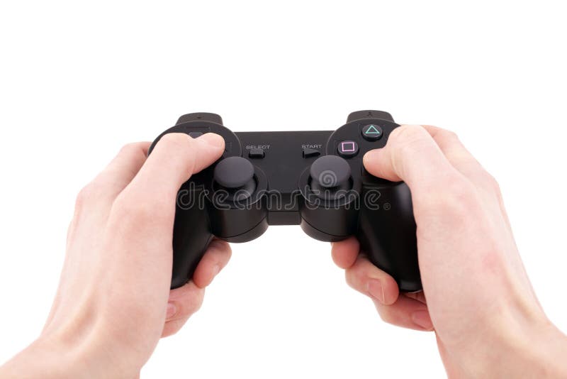 Video game controller in hand isolated