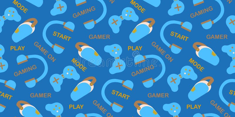 Video game controller, joystick and virtual reality glasses seamless pattern vector illustration