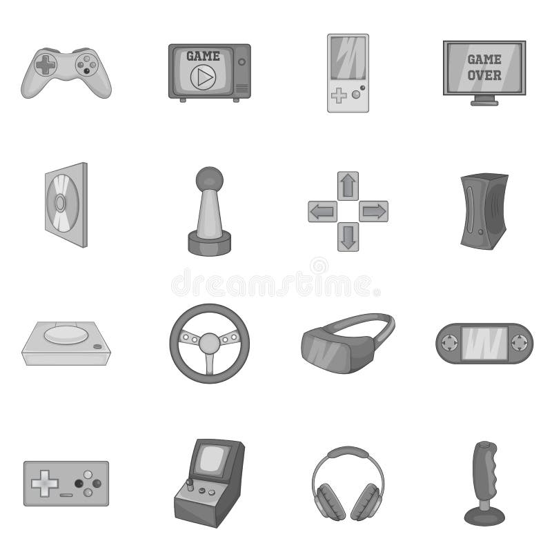 Video game icons set, black monochrome style royalty free illustration Video game icons set, black monochrome style royalty free illustration