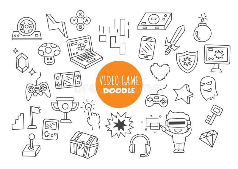 Premium Vector  Doodle gamer set illustration